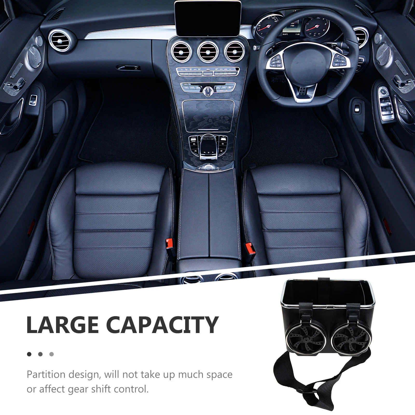 صندوق تخزين مسند ذراع السيارة قابل للتعديل 180 درجة حامل الكأس التقليب سعة كبيرة تصميم بسيط ABS الفولاذ المقاوم للصدأ الأوسط #3