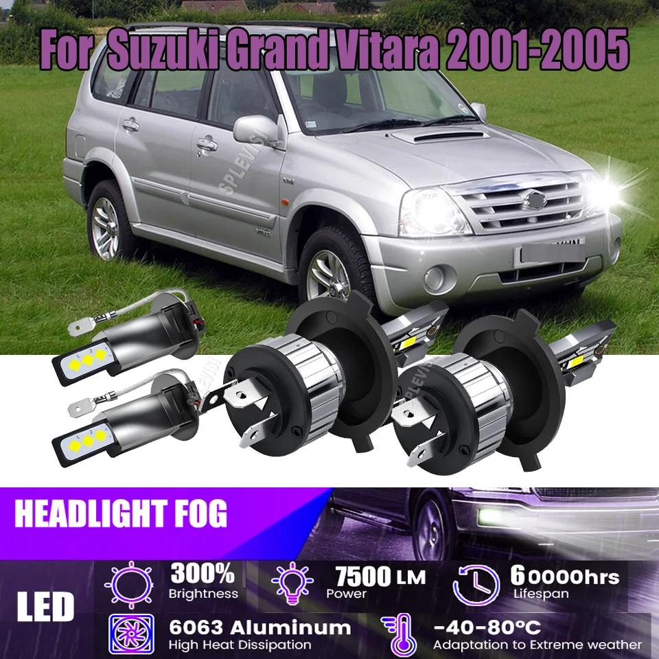 

H4 9003 HB2 светодиодные автомобильные белые лампы для фар H3 противотуманные лампы простые Plug and Play для Suzuki Grand Vitara 2001 2002 2003 2004 2005