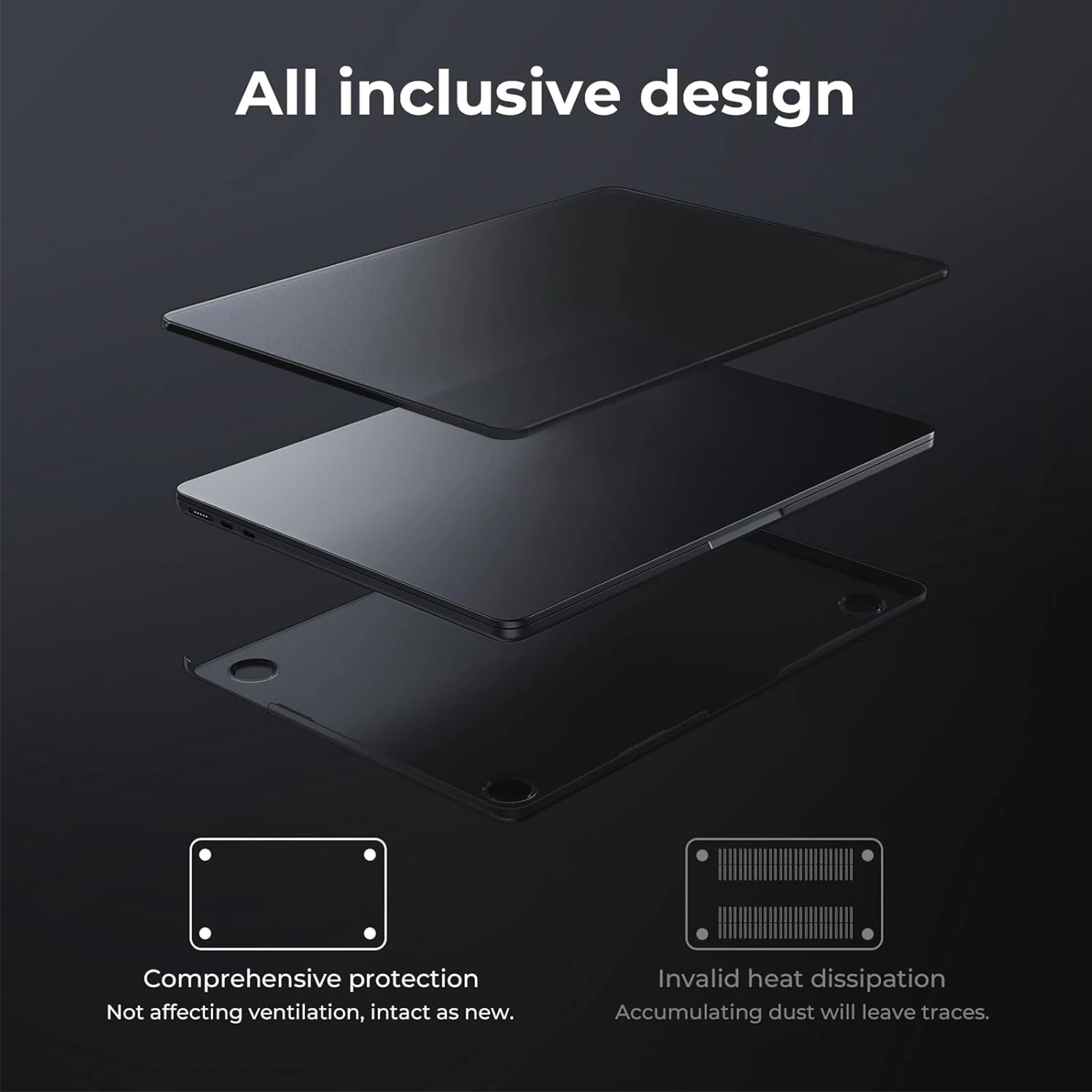 EooCoo Plastic Case For MacBook Air 13 inch M4 2025 2024 2023 2022 M3 M2 A3240 A3113 A2681 Frost Space Black Air 13.6 Shell