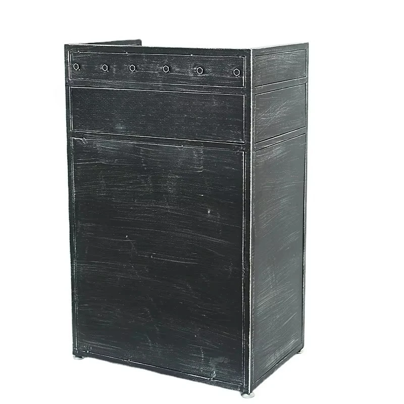 

Custom vintage container style reception desk with drawers metal business store checkout page