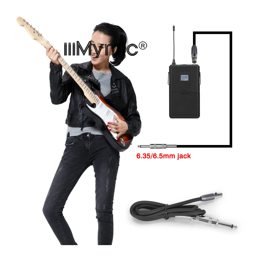 Iiimymic guitarra baixo instrumento cabo de música mini 4pin xlr ta4f para 1/4 6.5mm 6.35mm para shure corpo pacote transmissor