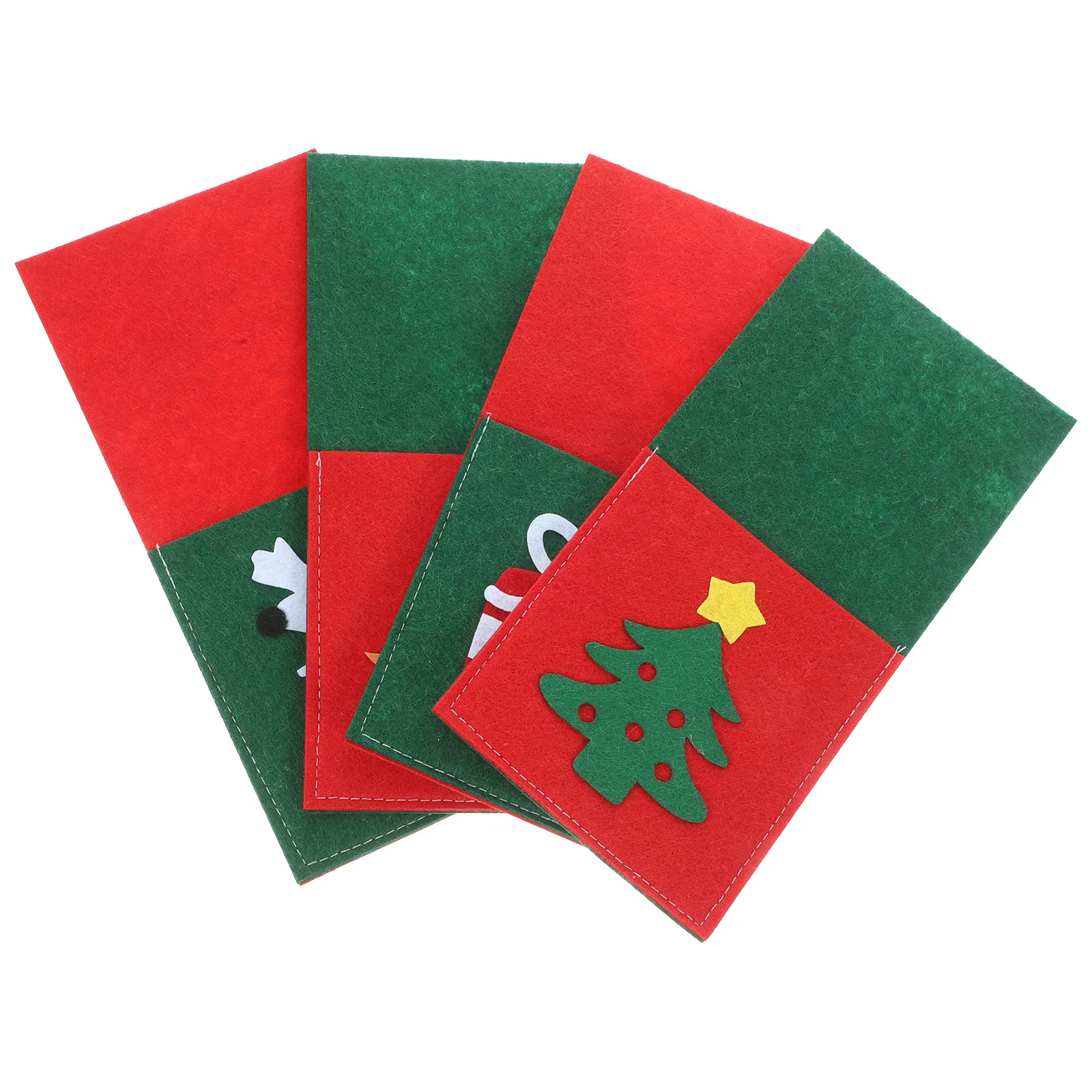 

4 Pcs Cutlery Bag Set Silverware Decoration Christmas Party Holder Outdoor Cutter Festival Felt Cloth Xmas Banquet Fork