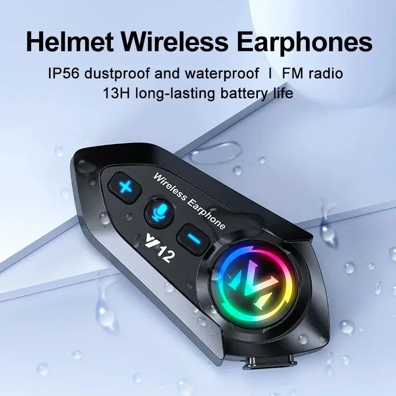 Y12 Bluetooth 5.4 Motorcycle Helmet Headset Stereo Voice Control Hands Free Call Waterproof 500mAh With Ambient Light
