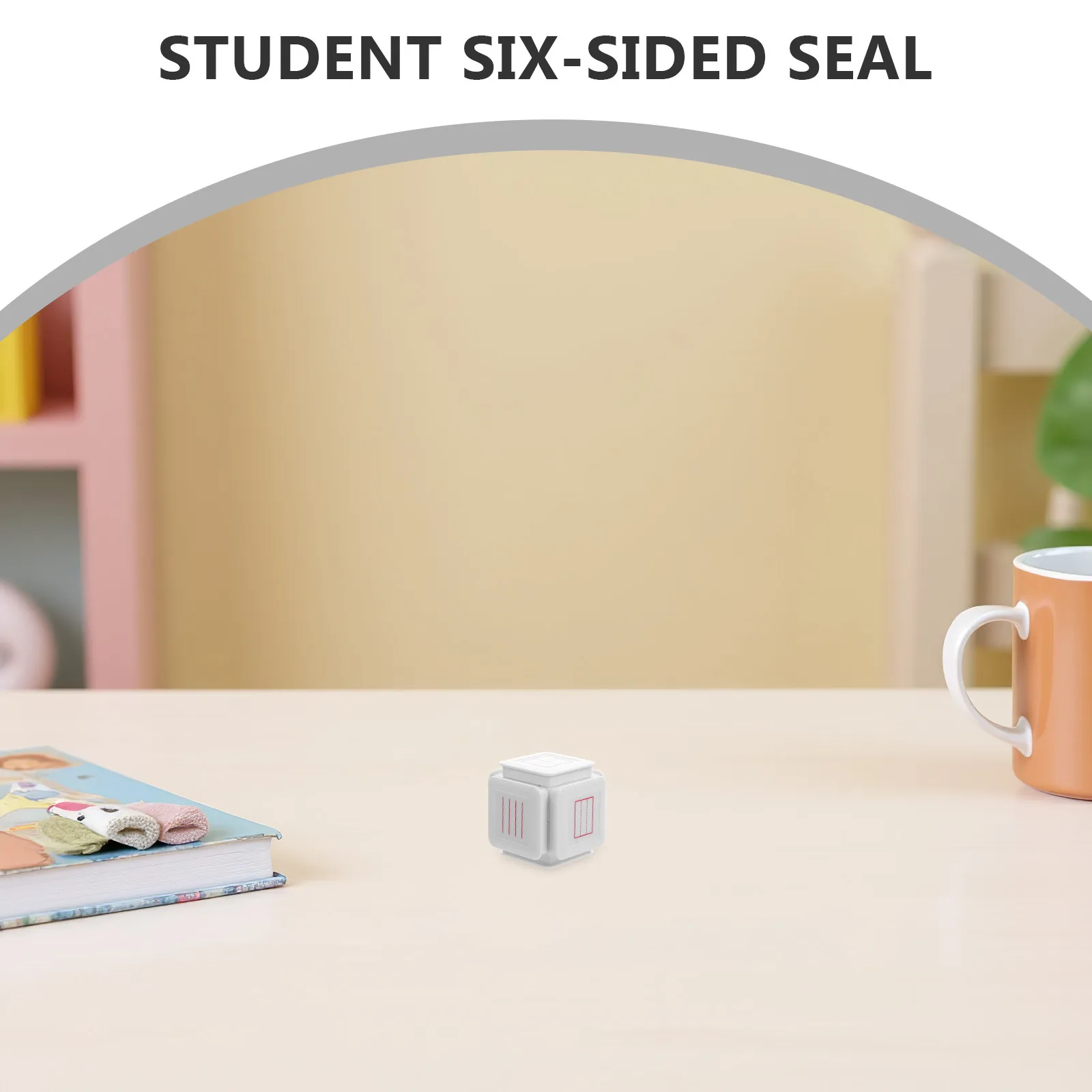 Self Inking Six Sided Stamp Set with Grid Line Clock Pinyin English Templates Classroom Writing Practice Tool for Preschool and