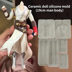 19cm Ceramic Doll Full Body Silicone Mold DIY Ultra Light Clay Cartoon Model/Anime Character Body Outline Sculpture Molding Tool