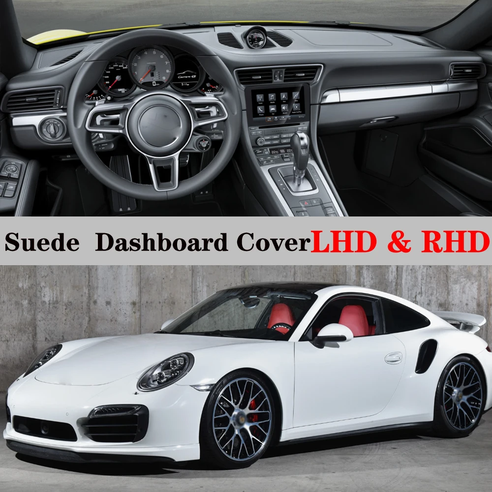 Zamszowa skórzana mata na deskę rozdzielczą Mata na deskę rozdzielczą Dywan Akcesoria do stylizacji samochodów Porsche 911 991 2012 2013 2014 2015-2019