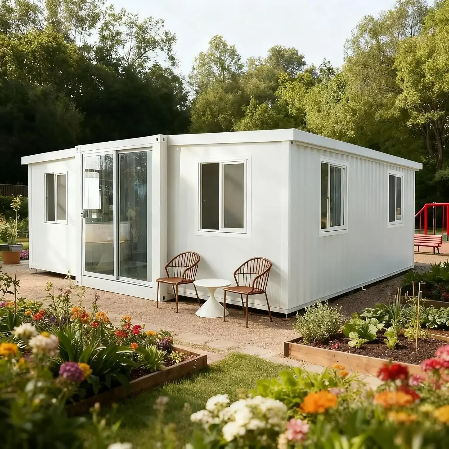 Villa pequeña plegable prefabricada con contenedor para el hogar con sala de estar, dormitorios, baño y cocina, ideal para necesidades de habitaciones móviles