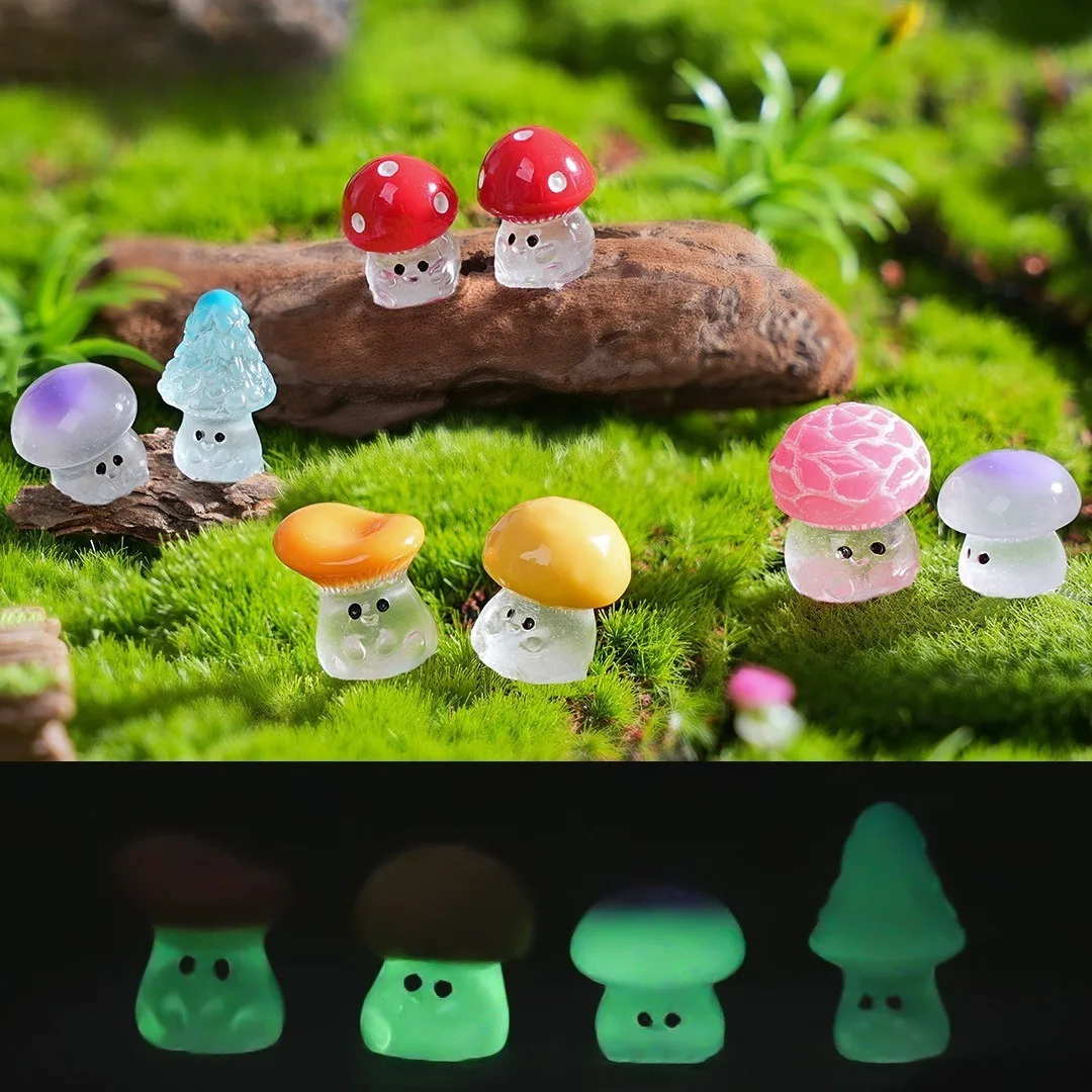 10/20pcs Miniature Mushrooms Elf Glow At Night Fairy Garden Decoration Mushroom Resin Figurines DIY Home Decor Table Accessories