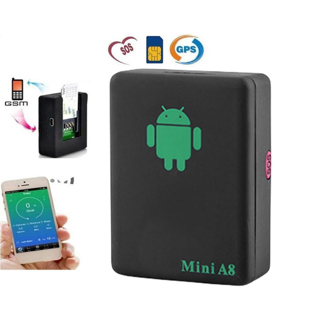 Mini A8 No GPS Tracker Locator RealTime Car Kids Pet GSM/GPRS/LBS Tracking Power Adapter With sOS Button USB Cable