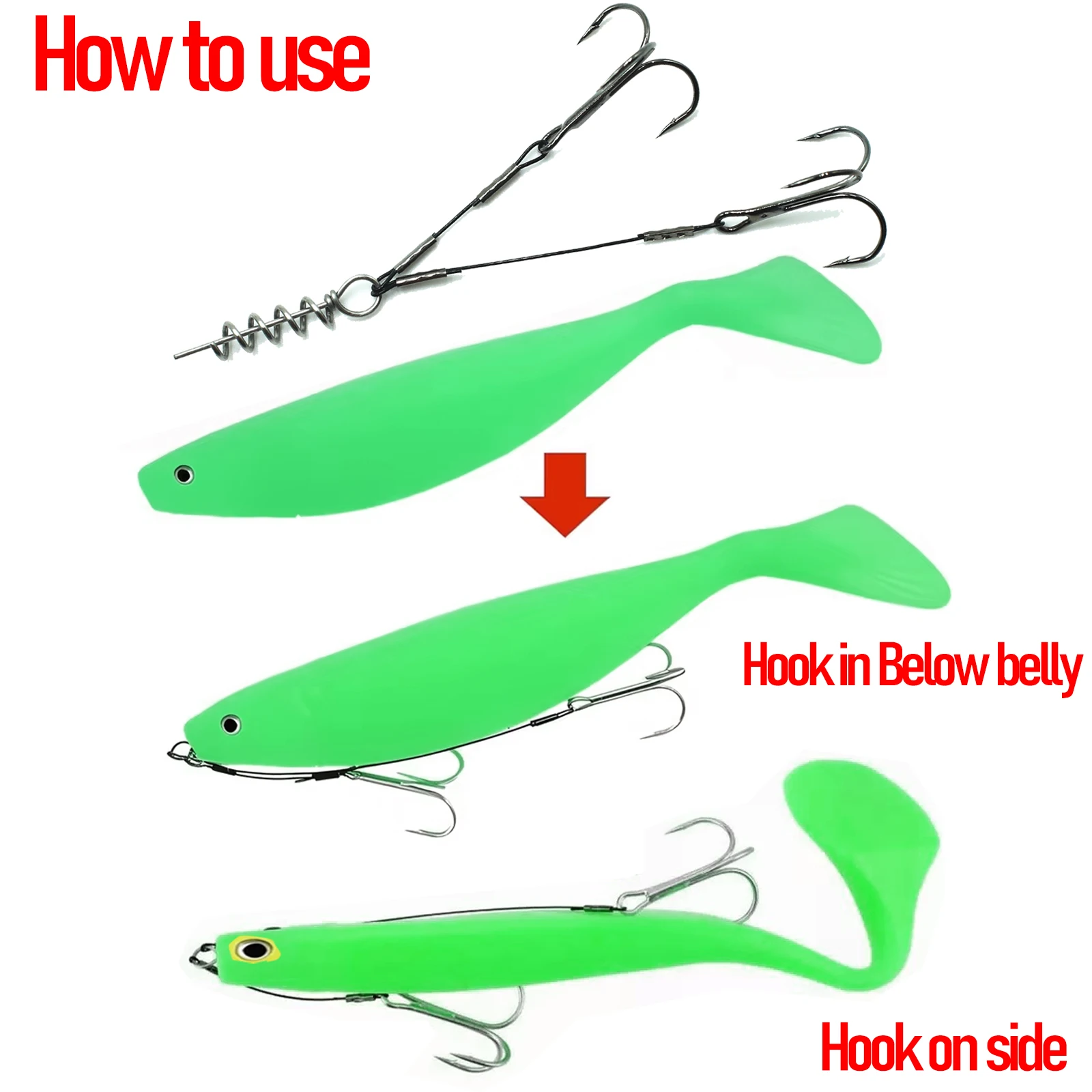 Montaje para lucio Pike Bass con anzuelos triple treble de acero al carbono alto en púas - imagen 2