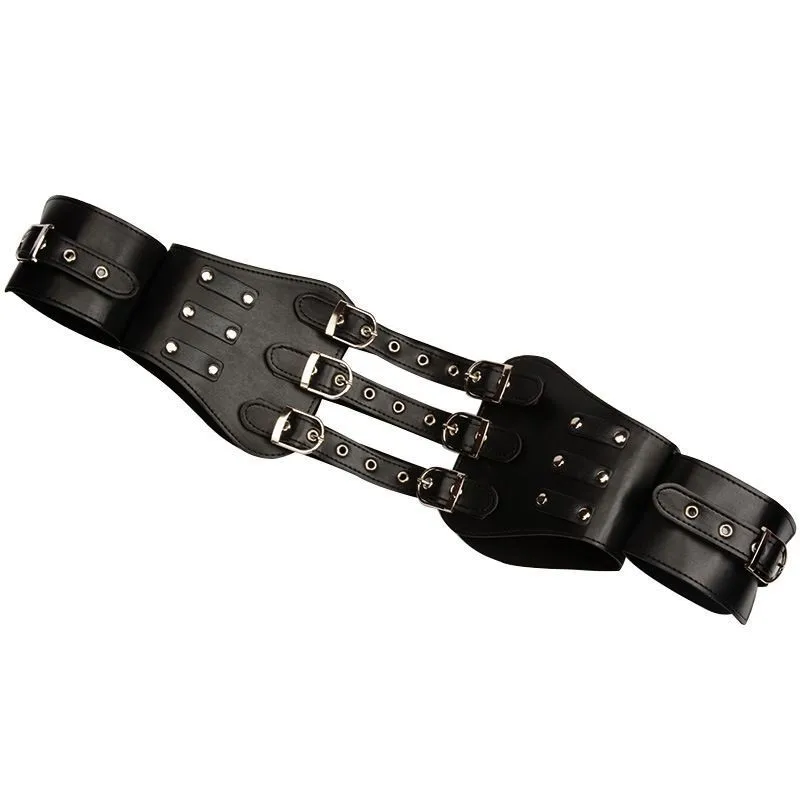 Gothic Faux Leather Body Harness Set Adjustable Waist Belt With Wrist Cuffs Thigh Thigh Garters Couple Cosplay Game Accessories