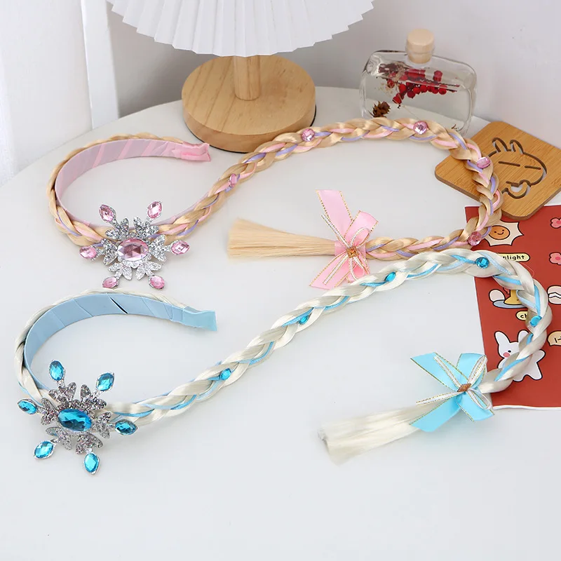 Mädchen rosa blaue Blume weben Geflecht Stirnband Kinder Prinzessin verkleiden Haarschmuck Elsa Cosplay Kostüm Perücke Party Zubehör