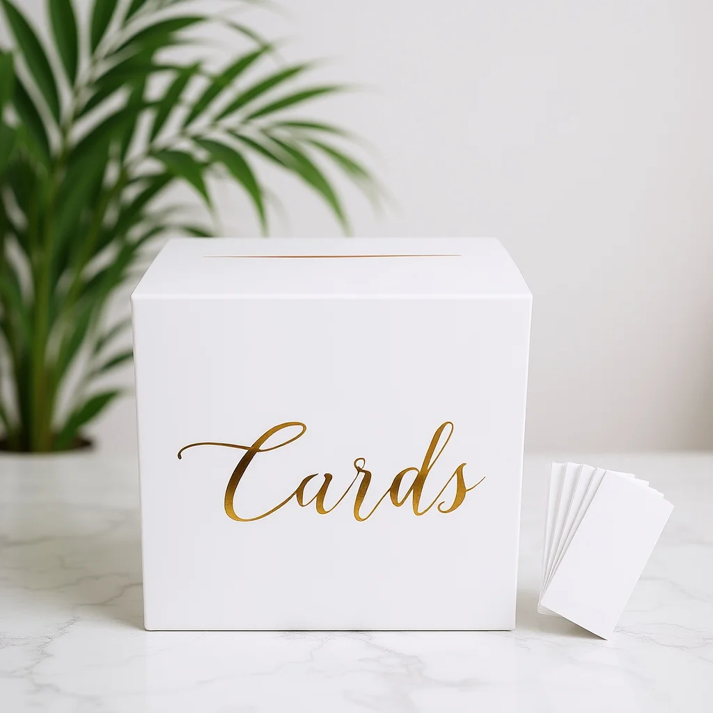 

1 set Square White Paper Box Wedding Card Gift Money Envelope Holder Rustic Style Party Graduation Decoration Supply