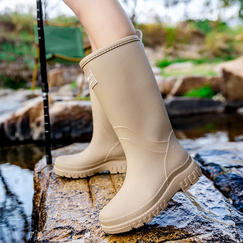 Female Rubber Boot Galoshes High Rain Shoes Waterproof Work Garden Rainboots Women Fishing Oil-proof Non-slip Kitchen Shoes