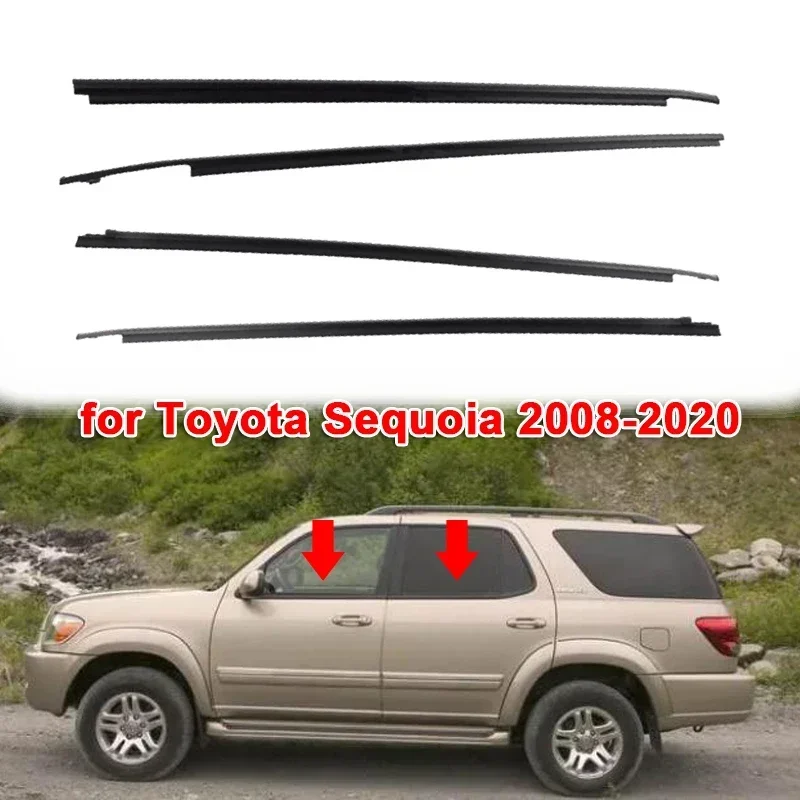 For Toyota Sequoia 2000-2020 Side Door Window Glass Weatherstrip Rubber Belt Moulding Trim Sealing Exterior Weather Stripers