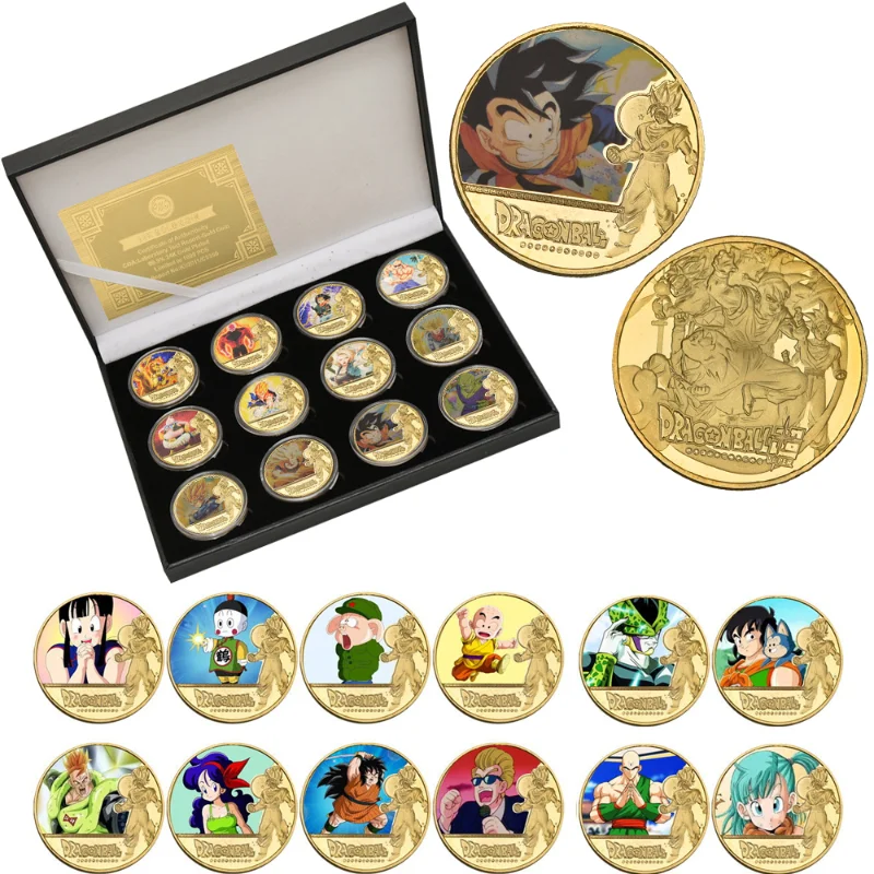 Dragon Ball Gold Plated Gold Coin Son Goku Vegeta Commemorative Coins Children Classic Anime Peripherals Collection Toy Souvenir