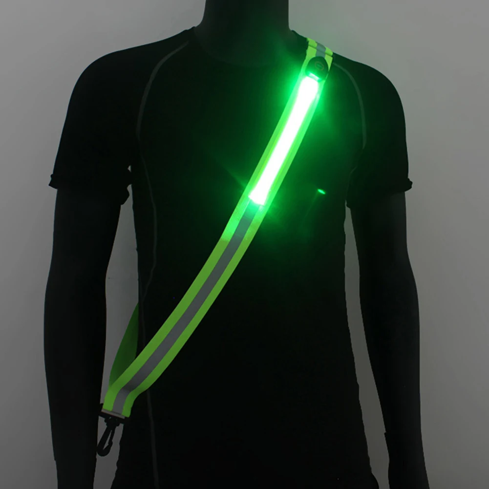 USB Rechargeable Reflective Walking Gear LED Reflective Belt Safety Reflective Running Gear Reflective Band for Night Running