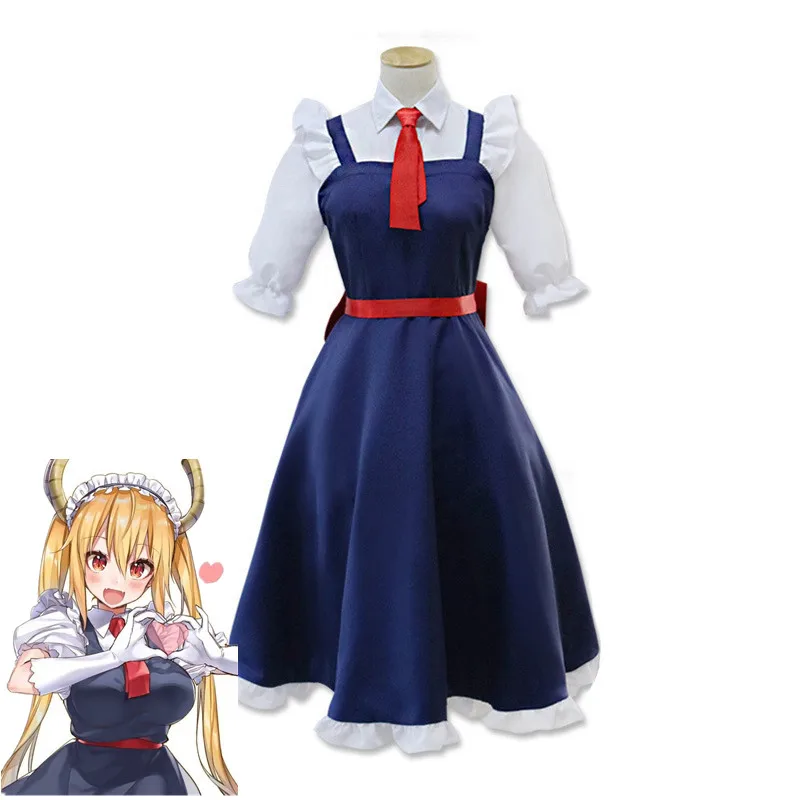 Anime Miss Kobayashi's Dragon Maid Tohru Cosplay Costume Kobayashi Holiday Party Maid Uniforms Costume Halloween cosplay suits