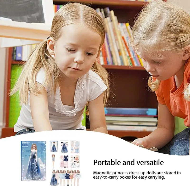 Bonecas magnéticas de vestir para meninas, bonecas de papel princesa, finge jogar conjunto, brinquedo pré-escolar, presente