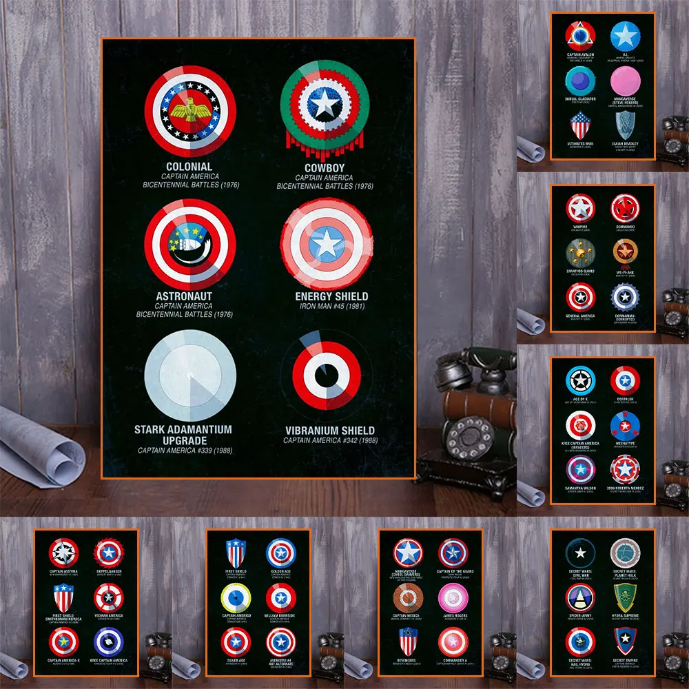 

Marvel Captain America Shields Age Canvas Paintings Avengers Shield Poster Print Wall Art Poster Room Home Decor Pictures Gift