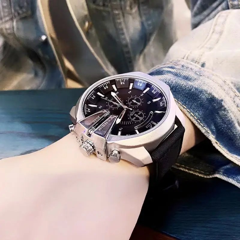 

European and American Style Trendy High-End Business Men's Watch, Korean Fashion Quartz Watch, High-Value Light Luxury Niche Internet Celebrity Hot-Selling Calendar Waterproof Personalized Large Dial Men's Watch, the Best Gift for Him, Fashion Accessory