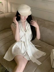 French Stain Dress Women Even Party Clothing Sleeveless Slim Sexy Y2k Shirt Dress Elegant Outwear One Piece Dress Korean Summer