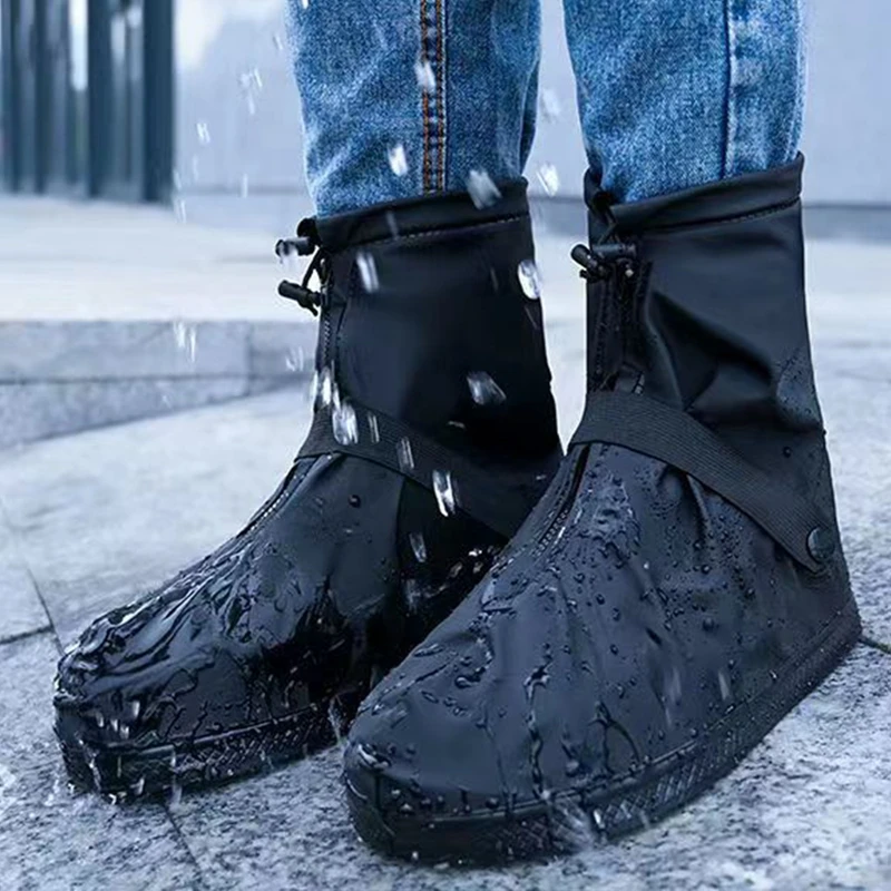 Rain Boots Waterproof Overshoes with Drawstring Strap Reusable Shoes Protective Gear Rainy Day Walking Protection Footwear Cover