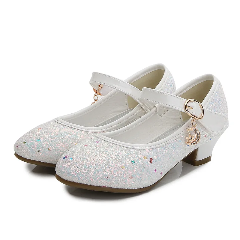 Ragazze tacchi alti viola per bambini principessa scarpe in pelle rossa calzature abito per bambini scarpe da sposa per feste punta tonda 1-3CM