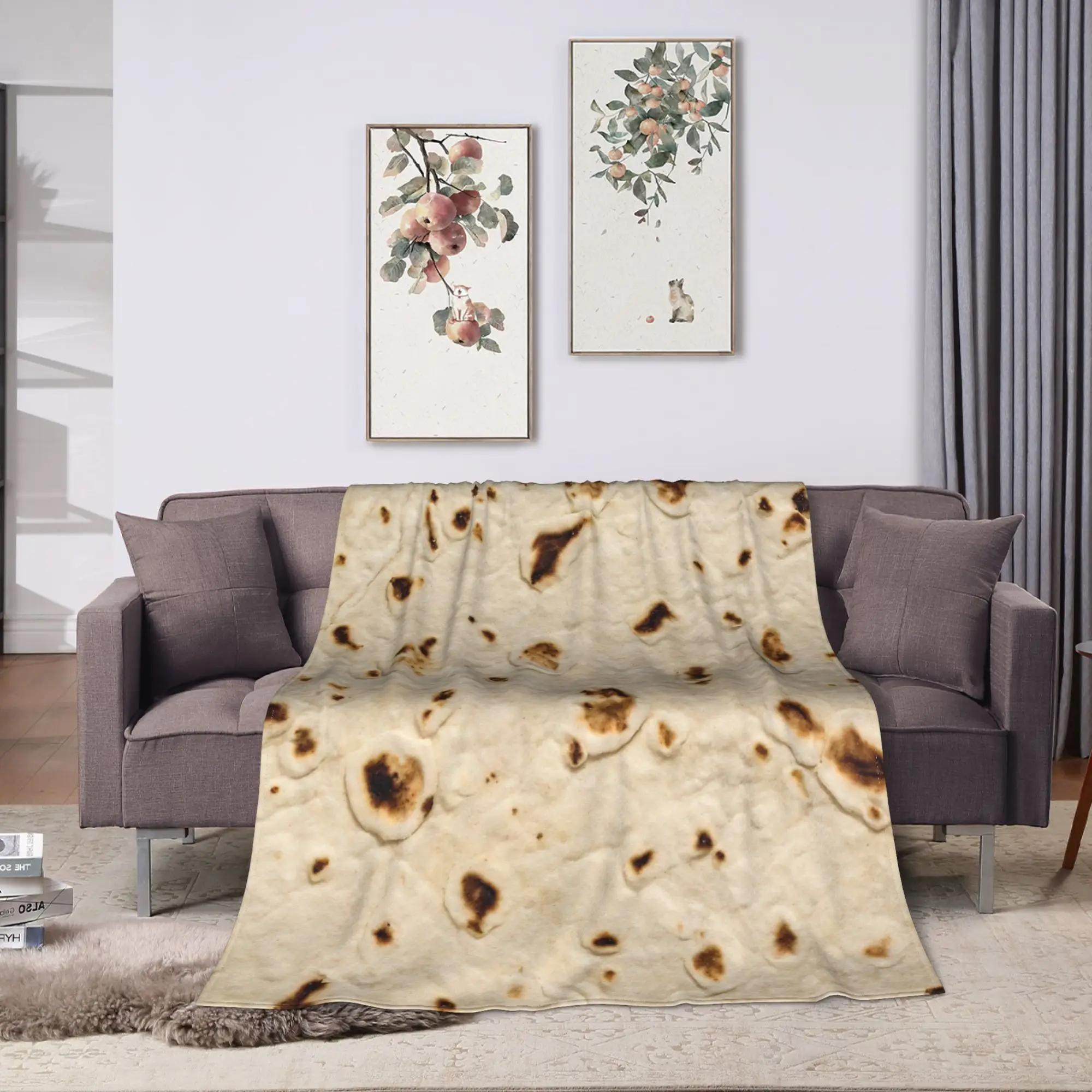 Burrito Tortilla Wrap Flannel Blanket  Soft Throw Blanket for Living Room Picnic Aesthetic Bedspread Sofa Bed Cover