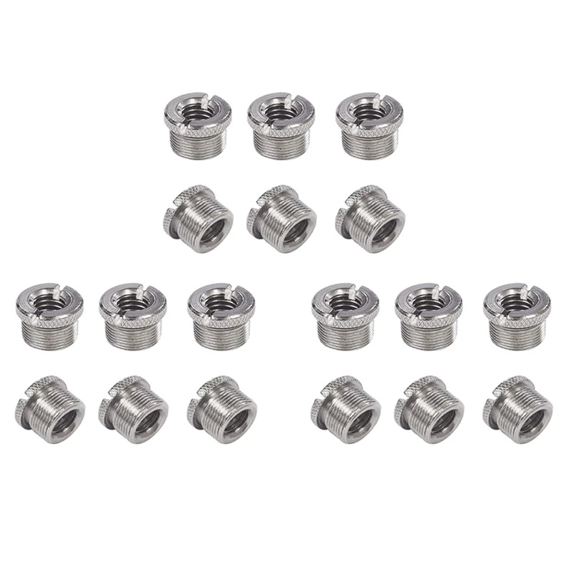 New 18 Pcs 5/8 Inch Male To 3/8 Inch Female Mic Converter Threaded Screw Adapter With Knurls For Microphone Stands Mounts