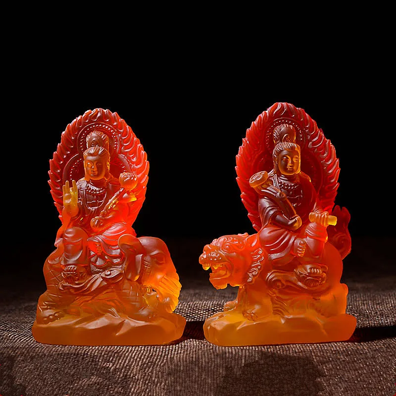 

Pocket Small 11cm Red Resin Manjusri Buddha Statue ,Samantabhadra Tibetan Suppliers Home Putting Decorations Figurines