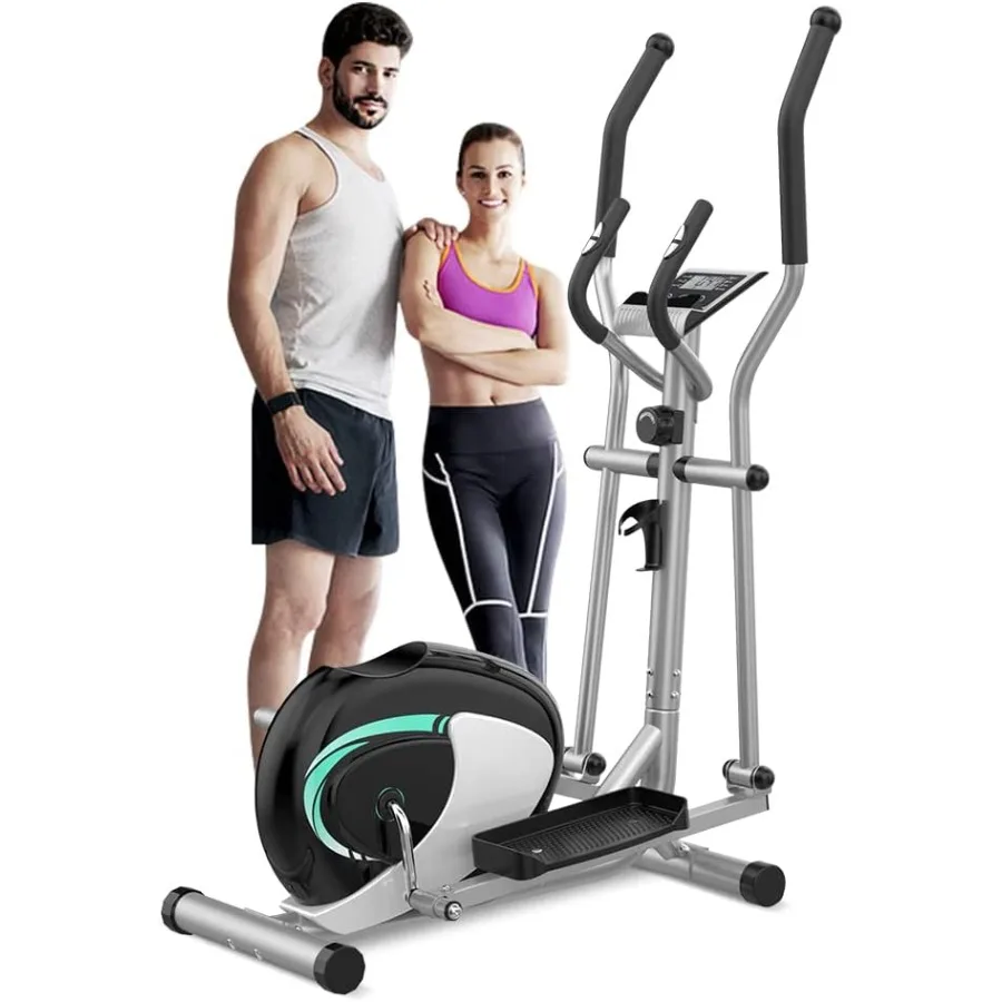 

Home Use Magnetic Elliptical Machine with 8-Level Resistance 6KG Flywheel Pulse Sensor LCD Monitor Hyper-Quiet Design Black Fra
