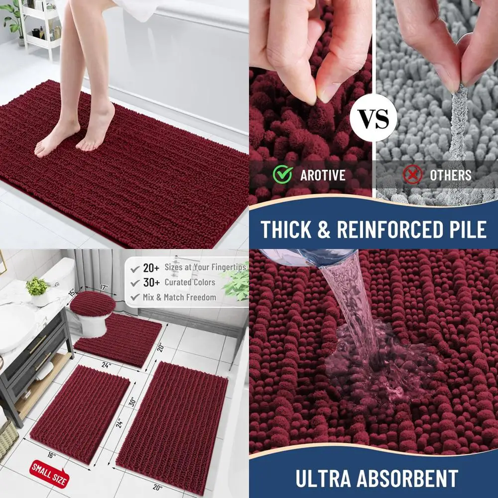 

Роскошный коврик из синели для ванной комнаты, очень мягкие толстые впитывающие лохматые коврики для ванной, нескользящие сухие коврики для машинной стирки, плюшевые коврики для ванной для b