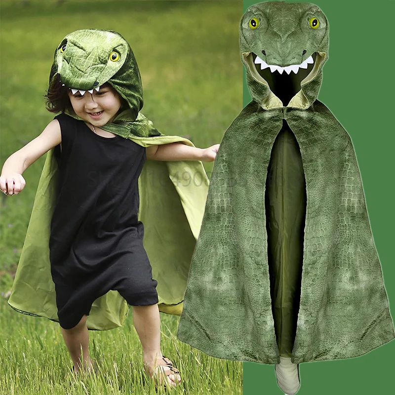

Boys Girls Hooded Cape Halloween Dinosaur Cosplay Baby Animal Party Fancy Dress UP Clothes Stage Performance Cape