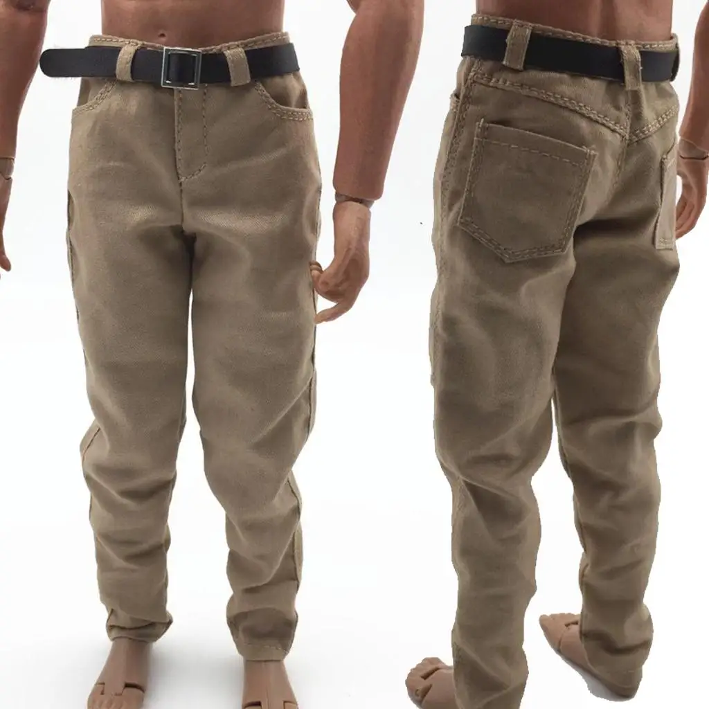 1:6 Scale Male Khaki Trousers w/ Belt for 12'' Action Figure TC Dragon