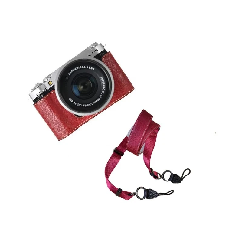 

For Fujifilm XM5 camera leather case base, PU Leather Fujifilm XM5 Camera Case Bag Half Body Cover