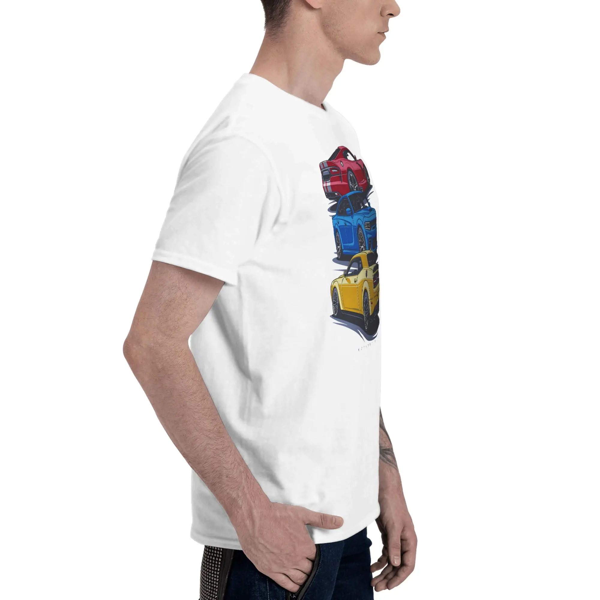 American Muscle Crew Viper Charger Challenger Full Of Cotton Feeling Reversible T-shirt Casual Youthful Feeling Shirt