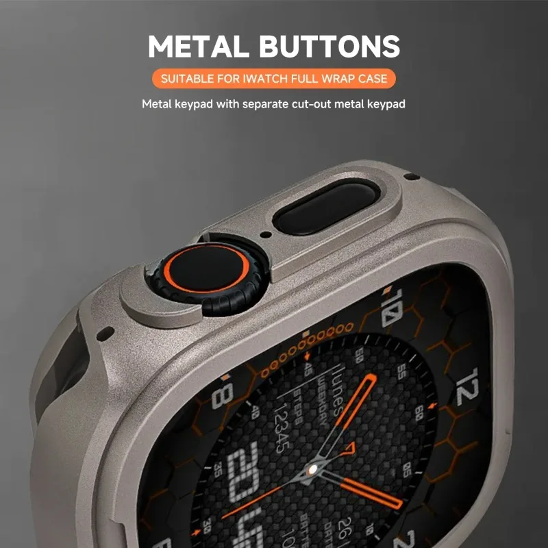 حافظة معدنية لساعة أبل 42 مللي متر 44 45 46 مللي متر حامي غطاء معدني إطار ممتص للصدمات لساعة IWatch Series11 10 9 8 7 6 5 Ultra 3/2/1 49 مللي متر