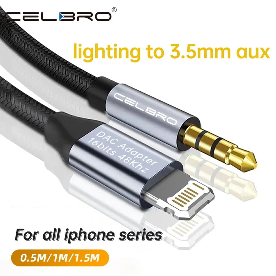 For Iphone 14 Plus 13 Pro 8 Pin To 3.5mm Jack Male Aux Cable For Apple 12 Mini 11pro Max Xr Car Converter Earphone Audio Adapter