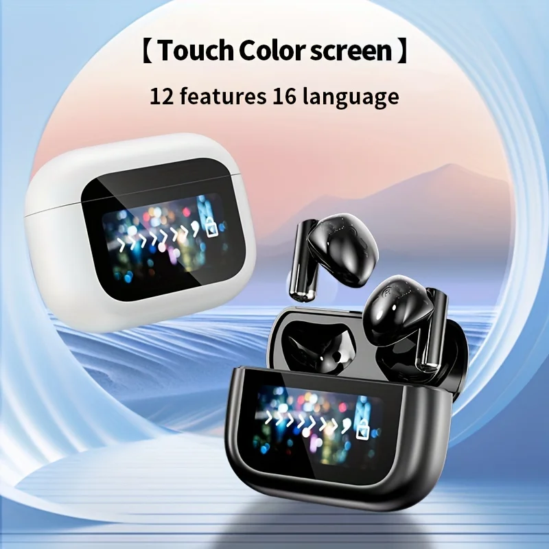 True Wireless Earbuds with Charging Case Wireless Earphones with Touch Screen HiFi Sound Quality Long Battery Life