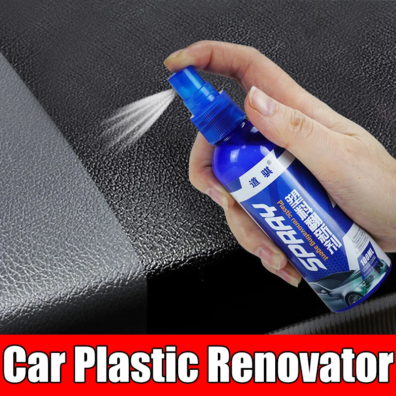 Car Plastic Renovator Spray with Waxing Sponge Auto Polish Repair Coating Protection Cars Detailing Interior Accessories 100ml