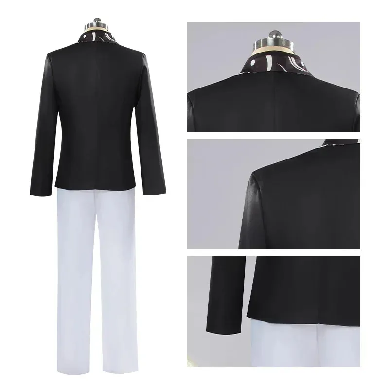 CyAnime 악마 코스프레 슬레이어 키부츠지 무잔 코스프레 의상 고스트 킹 블랙 유니폼 슈트 풀 세트 할로윈 의상 남녀 공용