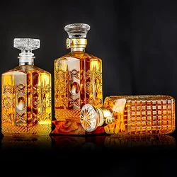 800-1000ml High-grade Square Decanter Dispenser Crystal Glass Bottle Wine With Screw Cap Aerator Mirror Jug Gift Bar Decoration