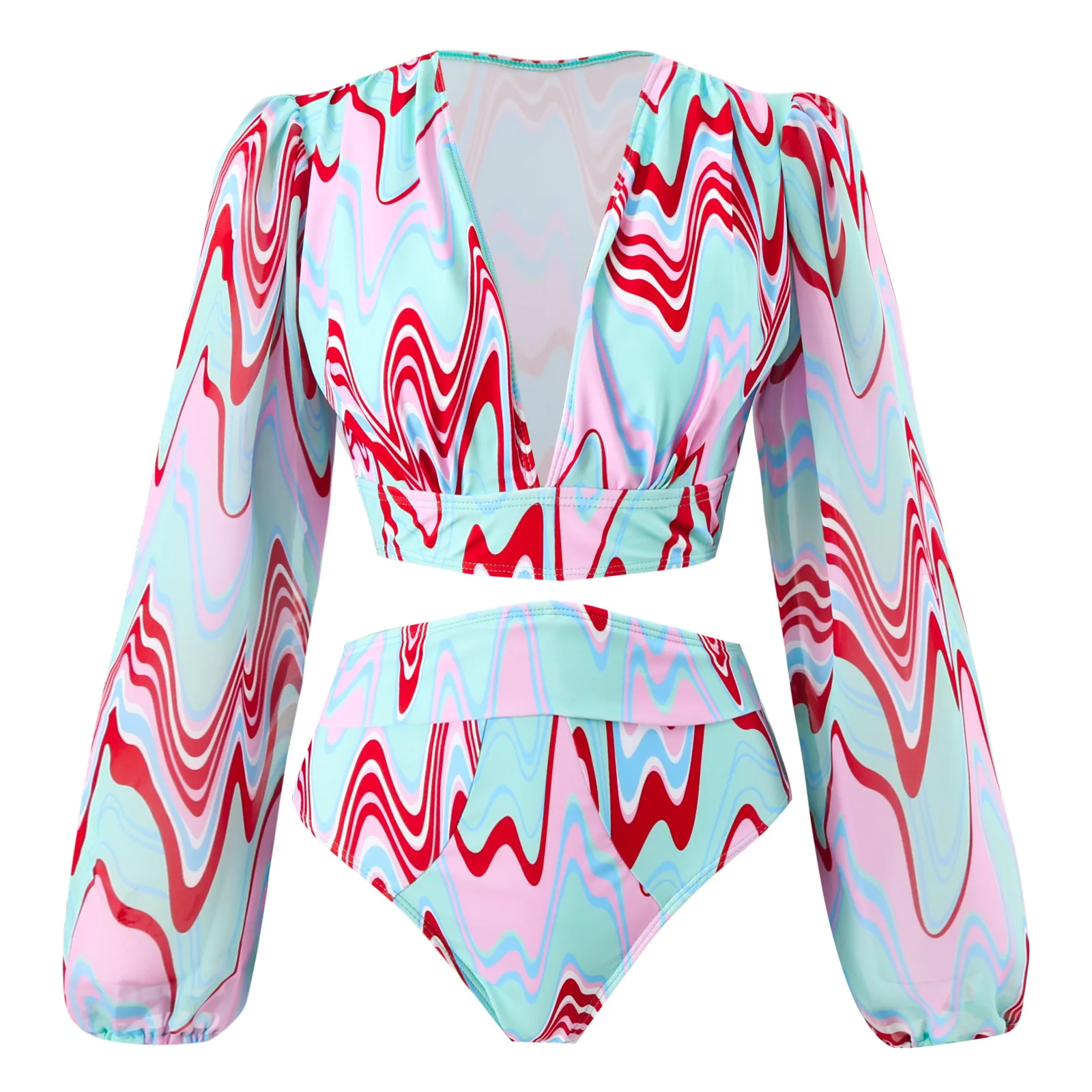 Новинка 2025 года, сексуальный бикини с разрезом, сетчатая юбка, юбка с запахом, модный купальник с длинными рукавами, пляжный купальник, консервативный чехол на живот