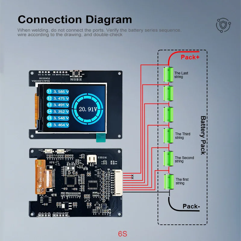 4S Spannungsmessgerät mit Schutzgehäuse, 6s 8s Spannungstester 24s für Lifepo4/Lipo/LTO Batterie BMS/Balancer – Detail 12