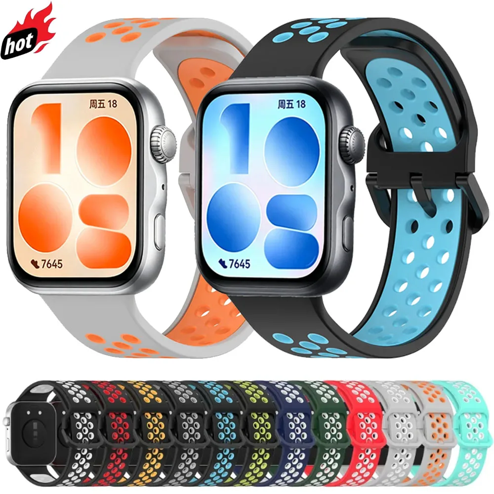 Two-color Silicone Strap for Huawei Watch Fit 5-5 Pro 4-4Pro Comfortable adjustable wristband for Huawei Watch Fit 3 Accessories