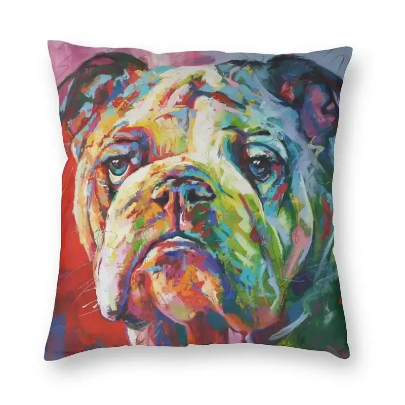 Home Pillowcase Office Decor Cushion Cover English Bulldog Print Pattern