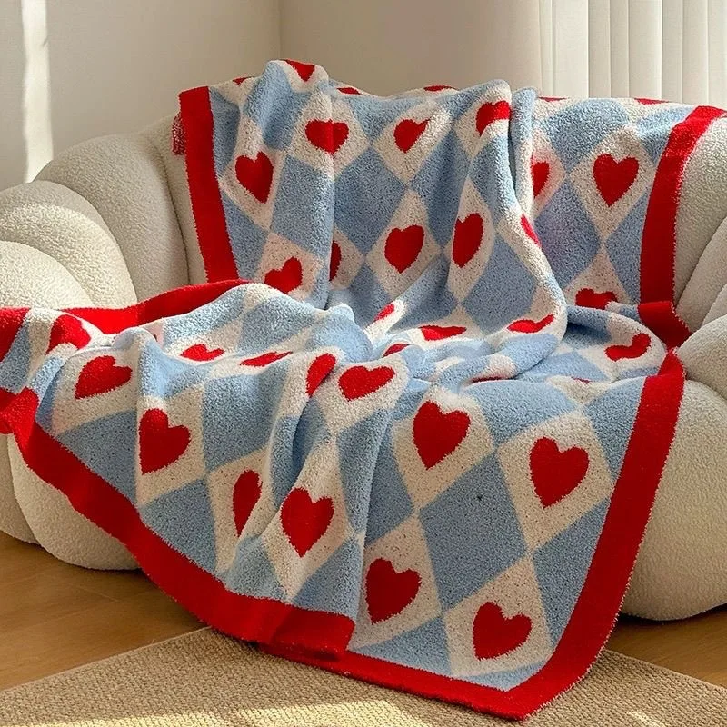 Dopamine Lovely Printed Nap Sofa Blanket Korean Soft Office Shawl for Four Seasons High Quality and Warmth Love Knee Blankets