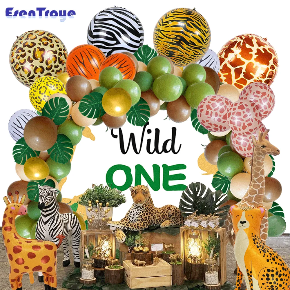 

109pcs Safari Birthday Party Arche Support Balloon Arch Garland Set 1-9 Years Old Children Jungle Party Decoration Baby Shower