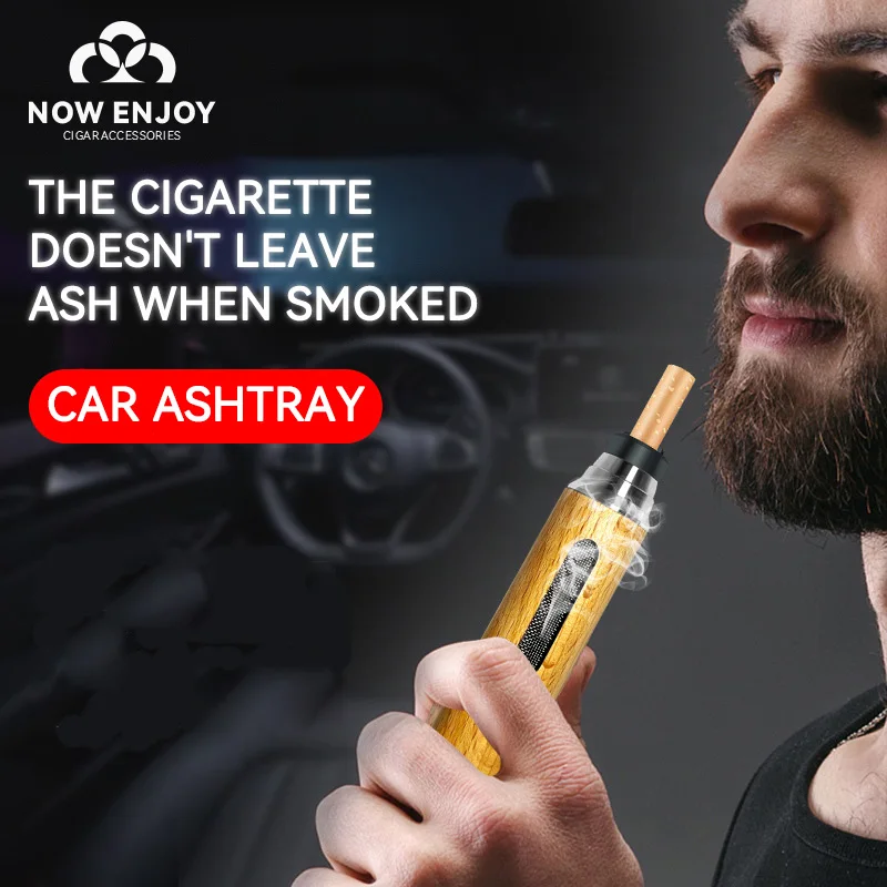 

Portable Car Ashtray Mini Car Ashtray Anti Soot-flying Cigarette Cover Anti-ash Luxury Wood Cigarette Holder for Smoking Gift